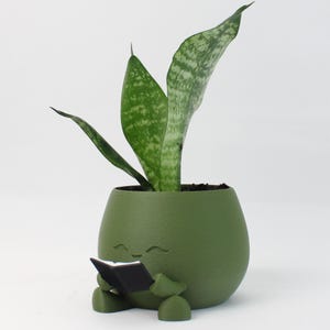 Reading Planter – Cute Face Pot for Book Lovers, Gift for Readers, 3D ...