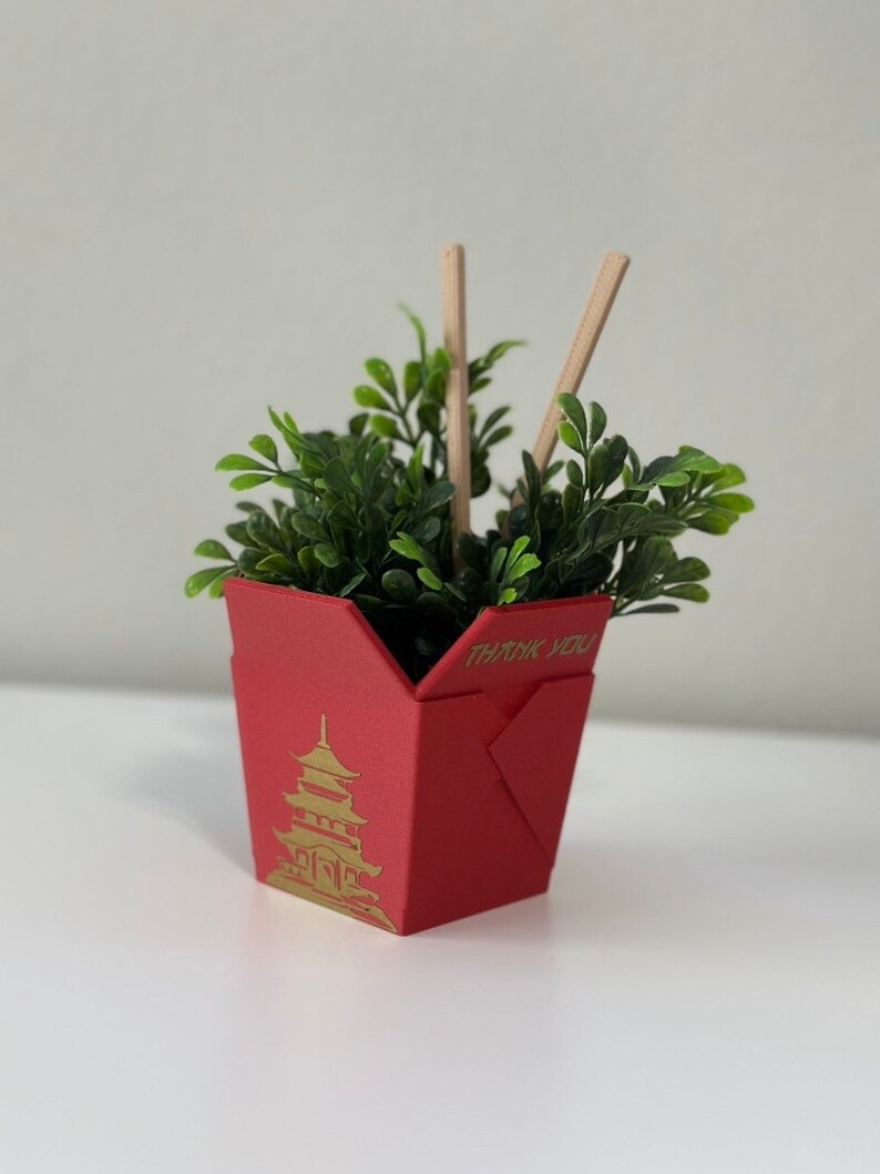 Chinese Planter Take-Out Box FREE TWO CHOPSTICKS Chinese Take out Planter 3D printed planter image 7