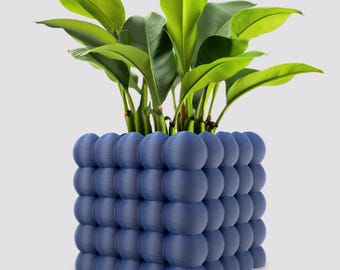 3D Printed Bubble Cube Planter: Modern Minimalist Decor, Drainage Included