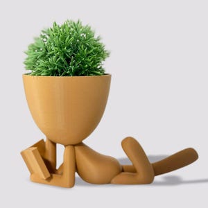 3D Printed Reader Planter: Small Succulent Pot, Book Nook Decor