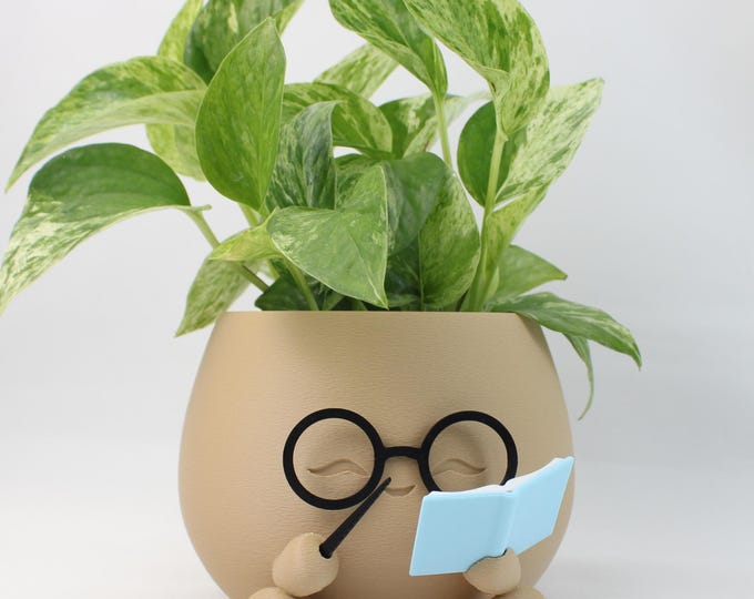 Plant pot for book lovers – Wizard Book artistic vase and book decoration – Unique gift for book lovers–vase for readers –succulent planters