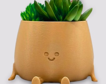 Happy Face Planter: 3D Printed Kawaii Sitting Flower Pot