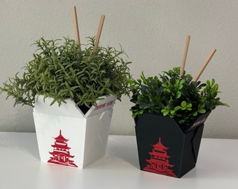 Chinese Planter Take-Out Box - FREE TWO CHOPSTICKS - Chinese Take out Planter | 3D printed planter