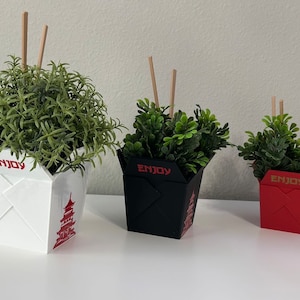 Chinese Planter Take-Out Box FREE TWO CHOPSTICKS Chinese Take out Planter 3D printed planter image 4