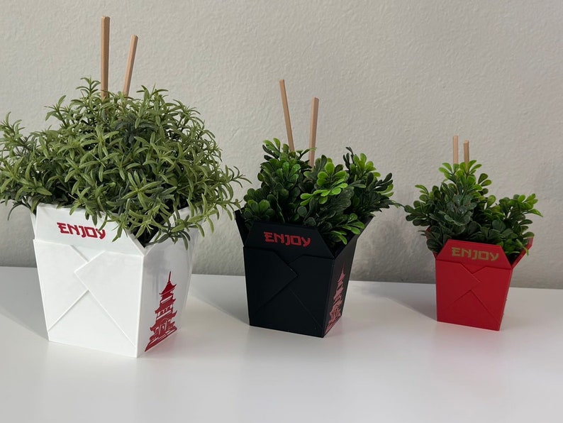 Chinese Planter Take-Out Box FREE TWO CHOPSTICKS Chinese Take out Planter 3D printed planter image 4