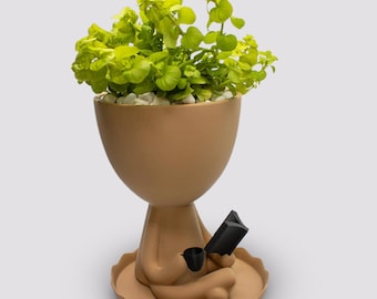 3D Printed Planter Pot: Reading Book & Coffee Design