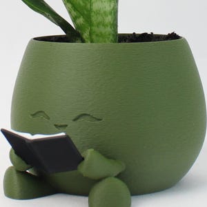 Reading Planter – Cute Face Pot for Book Lovers, Gift for Readers, 3D ...