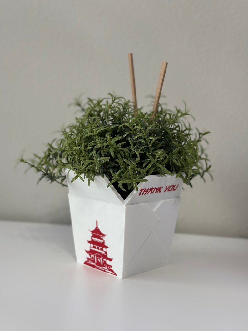 Chinese Planter Take-Out Box FREE TWO CHOPSTICKS Chinese Take out Planter 3D printed planter image 5