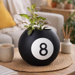 8-Ball Plant Pot – 3D Printed Modern Planter with Drainage
