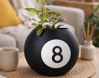 8-Ball Plant Pot – 3D Printed Modern Planter with Drainage
