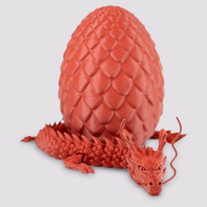 Articulated 3D Printed Dragon with Egg: Fantasy Figurine