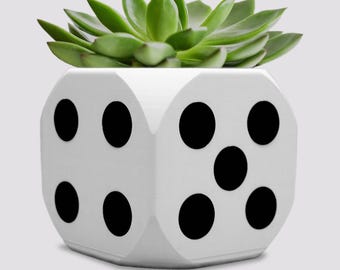 Dice succulent planter with drainage holes 4 inch, 3D printed planter, valentine home decor, Flowerpot Home Decor
