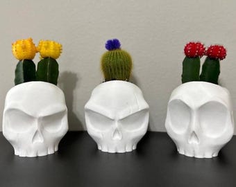 Skull Planter | 3D Printed Gothic Halloween Decor for Succulents