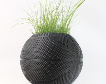 Basketball Planter Pot 3D Printed With Drainage Hole 4" -Plant Pot for Indoor Plants -  Customized Makeup Brush & Pen Holder - Pencil Holder