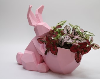 Polygonal shelter Bunny Planter - Rabbit Planter Pot Easter Decor - Easter Planter - 3D Printed Planter