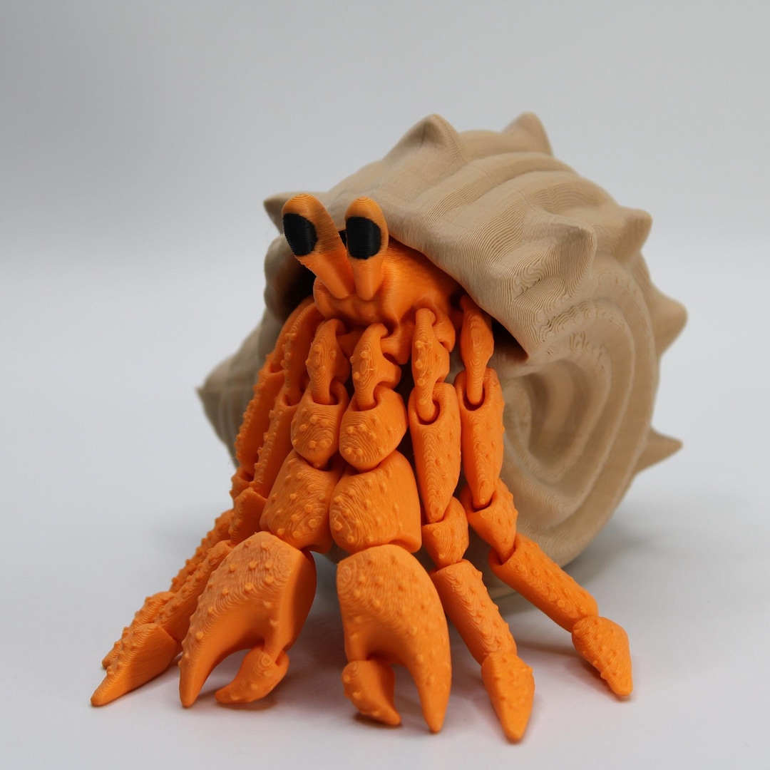 Posable 3D Printed Hermit Crab: Magnetic Shell, Articulated Home
