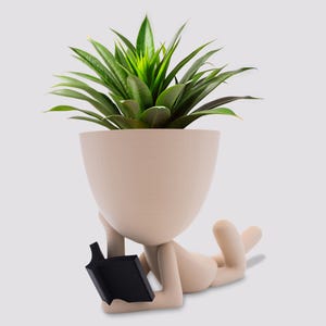 People Planter Book Reader: 3D Printed Succulent Pot with Drainage