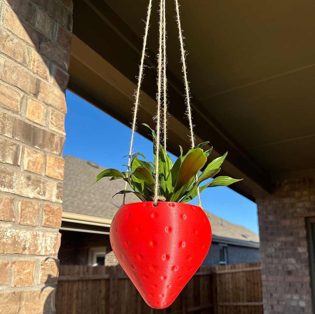 3D Printed Strawberry Hanging Planter  Eco-friendly Vase With Hanging Kit  - Etsy Finland
