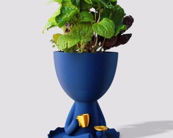 Coffee Lover Planter with Tray: 3D Printed Coffee Shop Decor