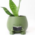 Reading Planter – Cute Face Pot for Book Lovers, Gift for Readers, 3D Printed Succulent Planter for Bookshelf – Indoor and Outdoor Plant Pot