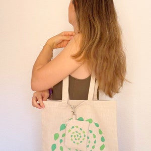 Kit Bolsa tote y monedero pintado a mano, Algodón natural, Bolsa de asas largas de tela,Bolso de hombro de tela, Monedero de tela a juego