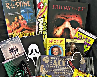 Scary Movie Night Box, Date night ideas, Horror movie box , Vintage
