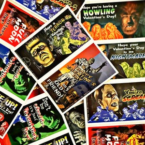 1997 Vintage Universal Studios Monster Valentine's Day Cards, 90s valentines, horror cards