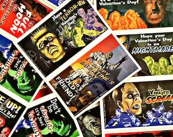 1997 Vintage Universal Studios Monster Valentine's Day Cards, 90s valentines, horror cards