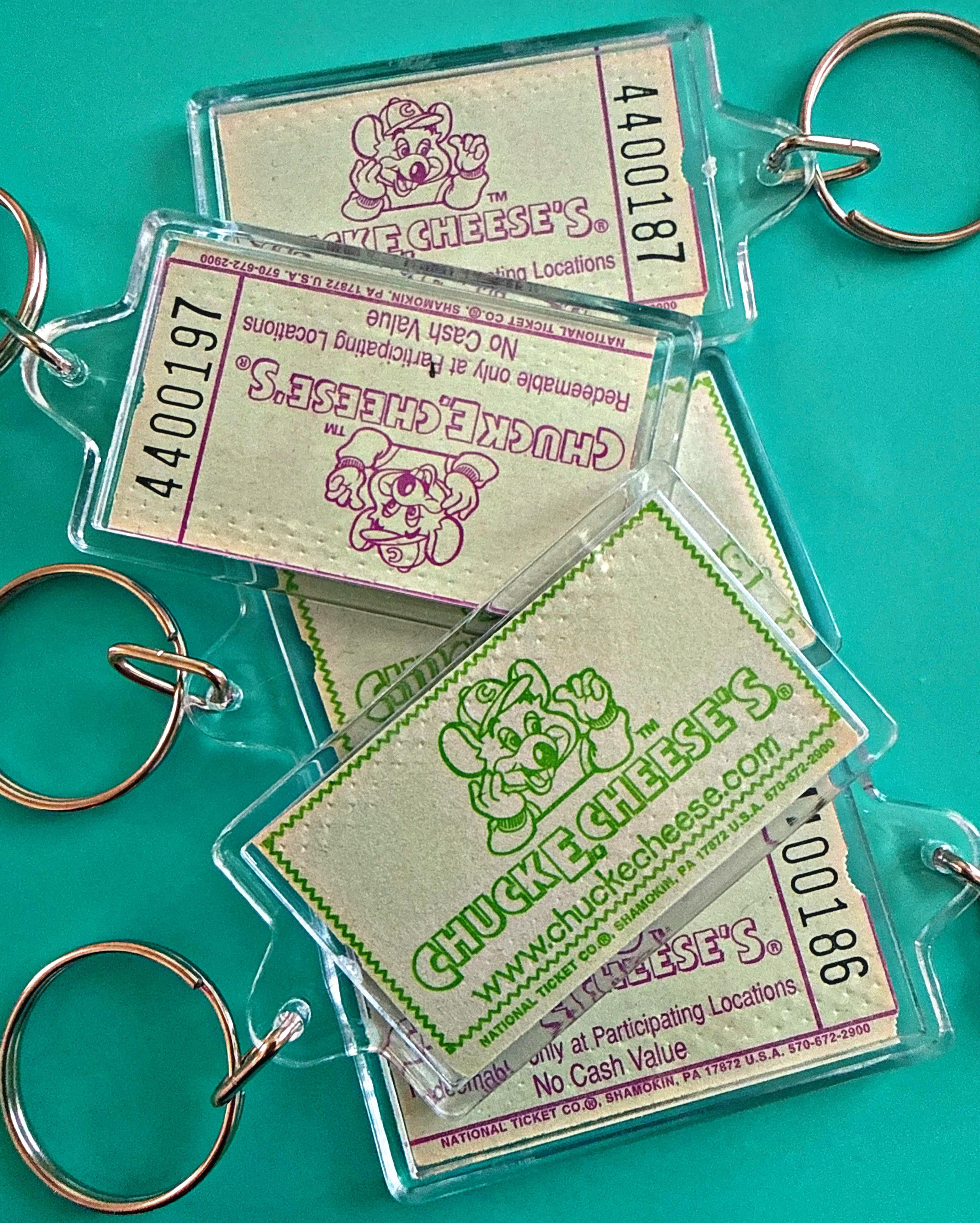 Vintage Chuck E. Cheese Tickets, Chuck E. Cheese Keychain , Vintage ...