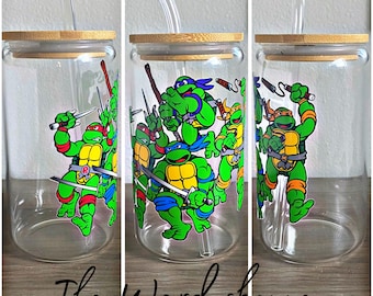 80s cartoon 16 oz Glass Cup, Ready to ship, Libby Cup, 90s cup, 90s Iced Coffee cup, Glass Can, Gift
