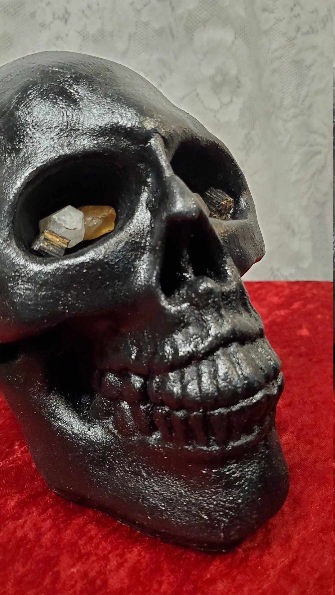 Hand Painted Santa Muerte Art, Magick Devotional, Custom Skull Art