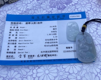 Icy Translucent Lavender Purple Green White Yellow A Jade Certified Jadeite Dragon Peal Clouds Hand Carved Jade Pendant Necklace