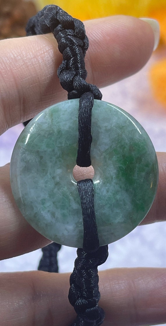Green Jade Nephrite Bracelet | Round Pingan Clasp Nephrite Bracelet | Elastic Rope Jade Bracelet for Women