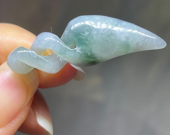 Beautiful Translucent Floral Blue and White A Jade Eternity Twist Hand Made Jadeite Fei Cui Emerald Pendant Necklace