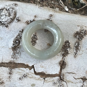Icy Translucent A Jade Fei Cui Emerald Jadeite Hand Carved Ring Pendant Pi An Donut Circle Soft White Yellow