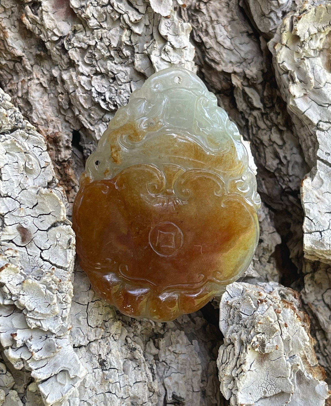 Translucent Coin Turtle Icy Translucent A Jade Fei Cui Emerald Jadeite Hand Carved Orange Honey ...