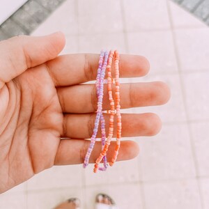 pink & purple beaded anklets