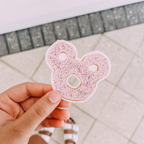 Pink Mickey Mouse Donut Sticker (Disney, vinyl, waterproof)