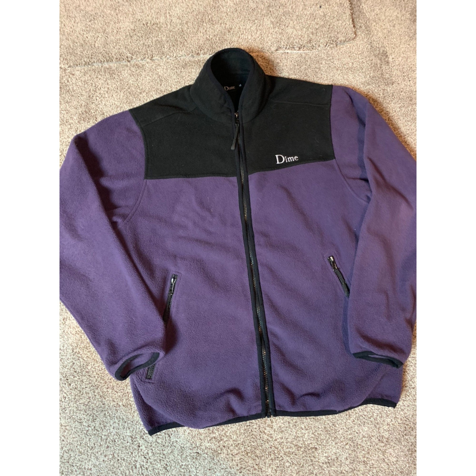 Dime purple zip up fleece jacket Size M Etsy