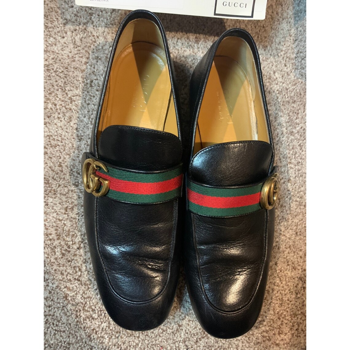 Gucci logo strap loafers slip ons w/ box Size US 8.5 | Etsy