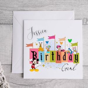 Disneyland inspired Personalised Birthday Card