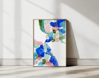 Bunter abstrakter Kunstdruck Aquarell Wohnkultur