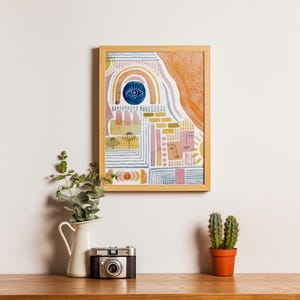 Mapa bohemio abstracto Wanderlust, arte bohemio, arte abstracto, estilo marroquí, sala de estar, decoración de dormitorio, decoración del hogar