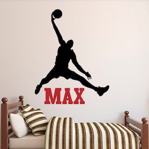 Personalized Basketball Name Wall Decal Kids Sports Vinyl Art Sticker Removable Name Basketball Wall Decor Childrens Room Bedroom Sticker