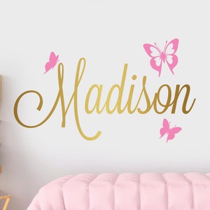 Personalized Butterfly Name Wall Decal for Girls Room Butterflies Nursery Wall Decals Girl Bedroom Vinyl Monogram Art Vinyl Wall Sticker