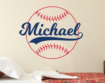 Personalized Baseball Name Wall Decal for Kids Baseball Sports Children Boys Bedroom Wall Decoration MLB Art Mural Room Vinyl Sticker