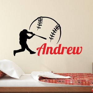 Baseball Name Wall Decal for Kids Custom Baseball Sports Children Boys Bedroom Wall Decals NBA Inspired Wall Art Mural Room Vinyl Sticker