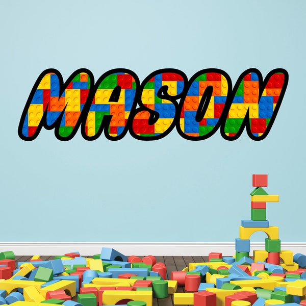 Building Blocks Personalized Name Wall Decals for Kids Bedroom Playroom Stickers Custom Kids Nursery MultiColored Vinyl Art Vinyl Sticker