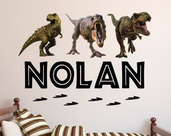 Personalized Dinosaur Name Wall Decal Vinyl Wall Lettering Pre-Historic Boys T-Rex Jurassic Themed Name Dinosaurs Wall Art Decor Sticker