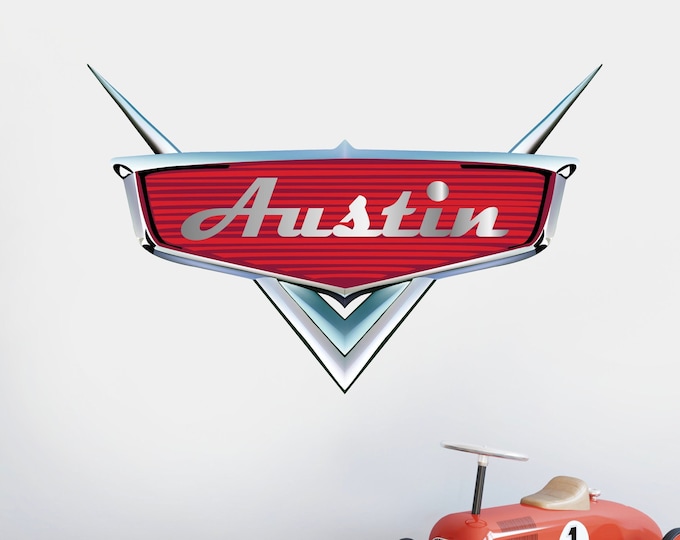 Personalized Cars Name Wall Decal for Kids Room Lightning McQueen Wall Decor Cars Wall Art Bedroom Game Room Poster Mural Vinyl Sticker